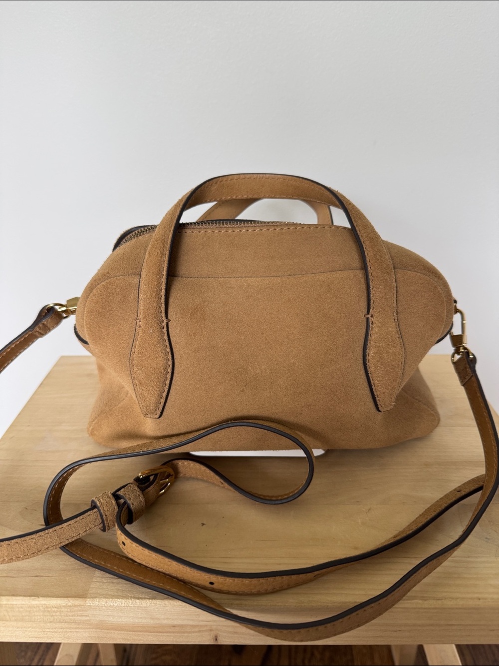 Madewell Tan Suede Top-Handle Crossbody Bag
